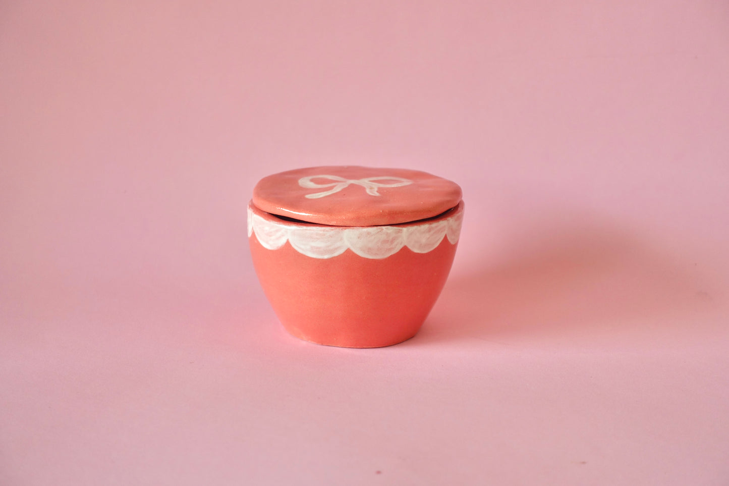 Pink Bow Trinket Bowl with Lid